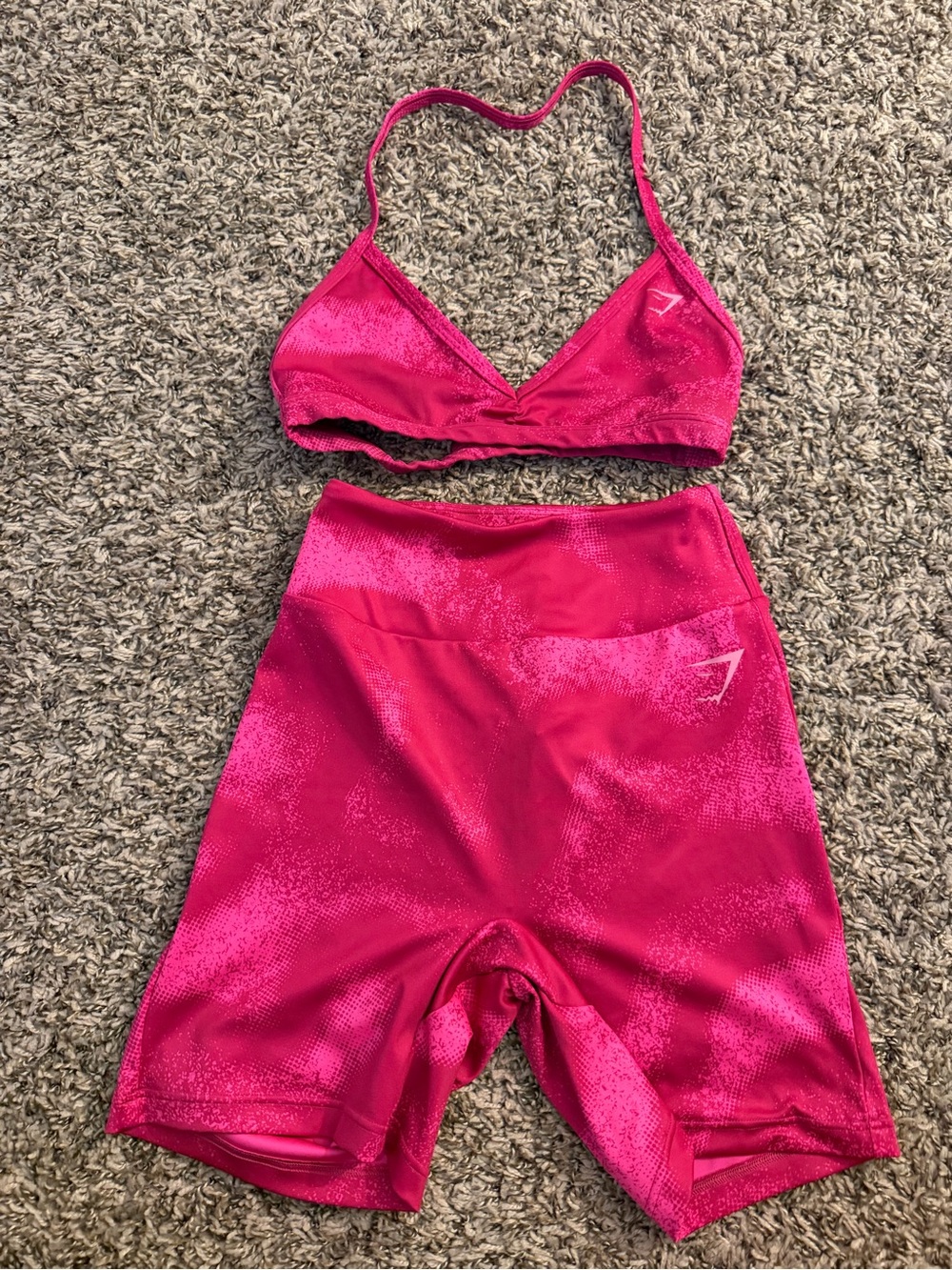 Gymshark Hot Pink Bralette and High-Waist Bike Shorts Set